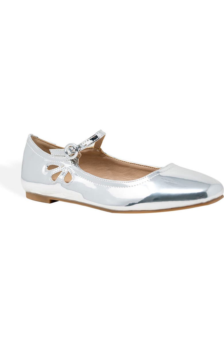 CHASE AND CHLOE Mary Jane Ballerina Flat, Main, color, Silver Metallic
