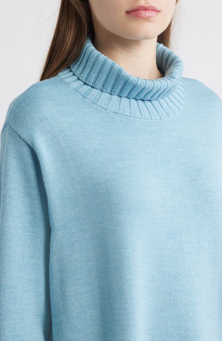 Eileen Fisher Turtleneck Merino Wool Sweater, Alternate, color, Seabreeze