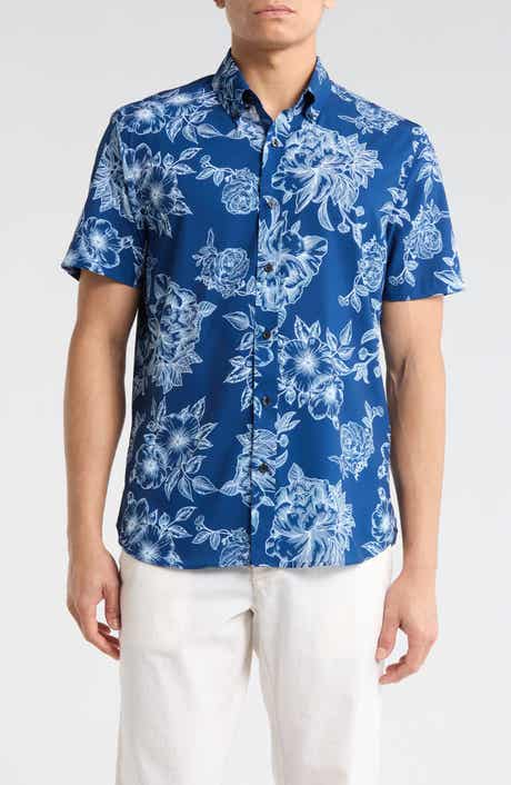 CONSTRUCT Slim Fit Floral Short Sleeve Stretch Button-Down Shirt
