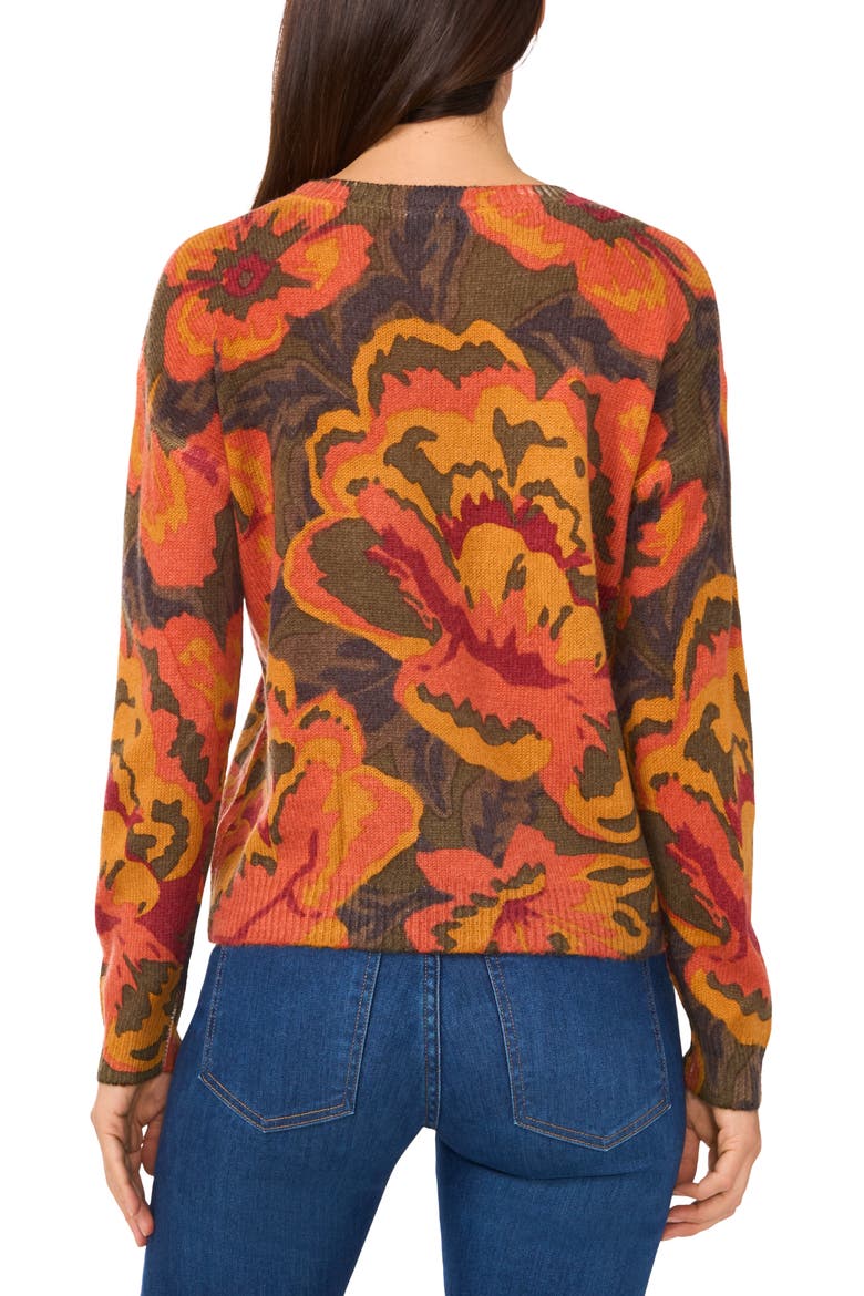 Crewneck Sweater, Alternate, color, DARK OLIVE FLORAL