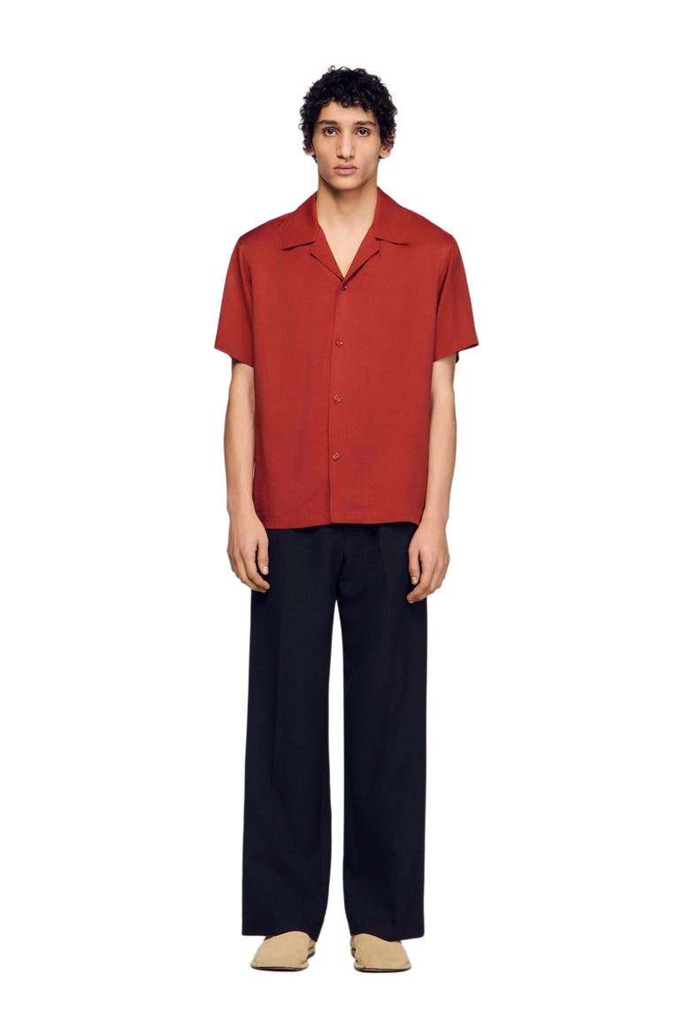 Loose-fit shark collar shirt, Alternate, color, Terracotta