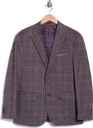 Duchamp Windowpane Check Stretch Knit Sport Coat
