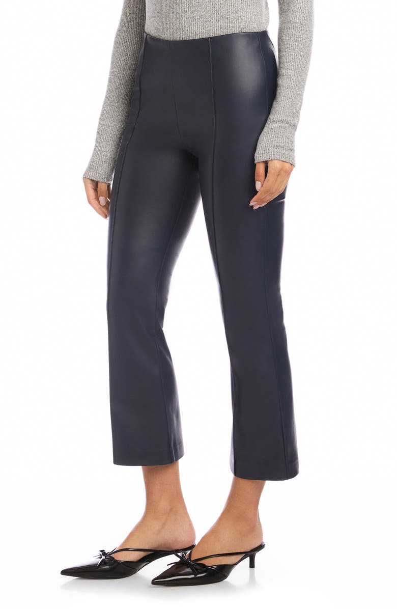 FIFTEEN TWENTY Sigourney Crop Flare Faux Leather Pants, Alternate, color, Navy