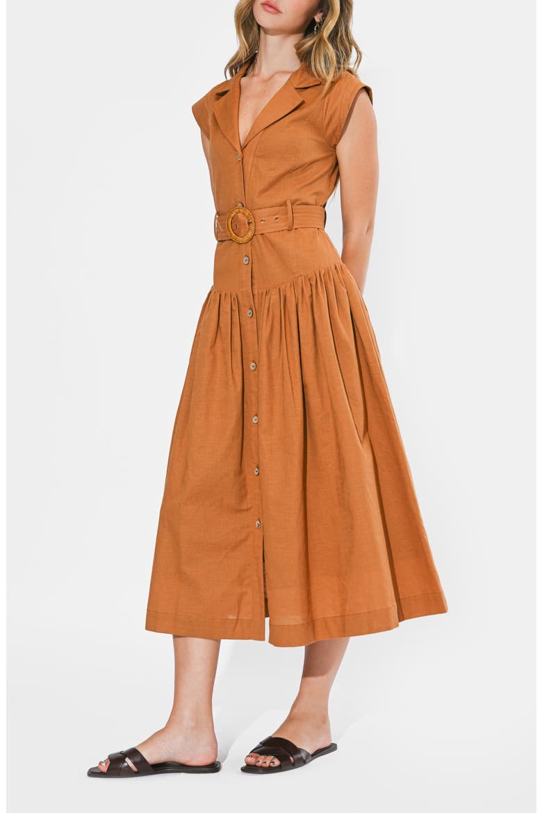 Kennedy Belted Midi Shirtdress, Alternate, color, RUST