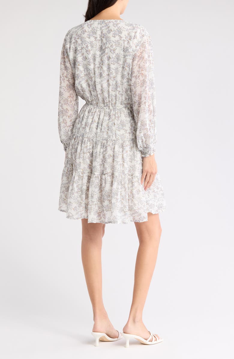 WISHLIST Floral Long Sleeve Tiered Minidress, Alternate, color, Cream Combo