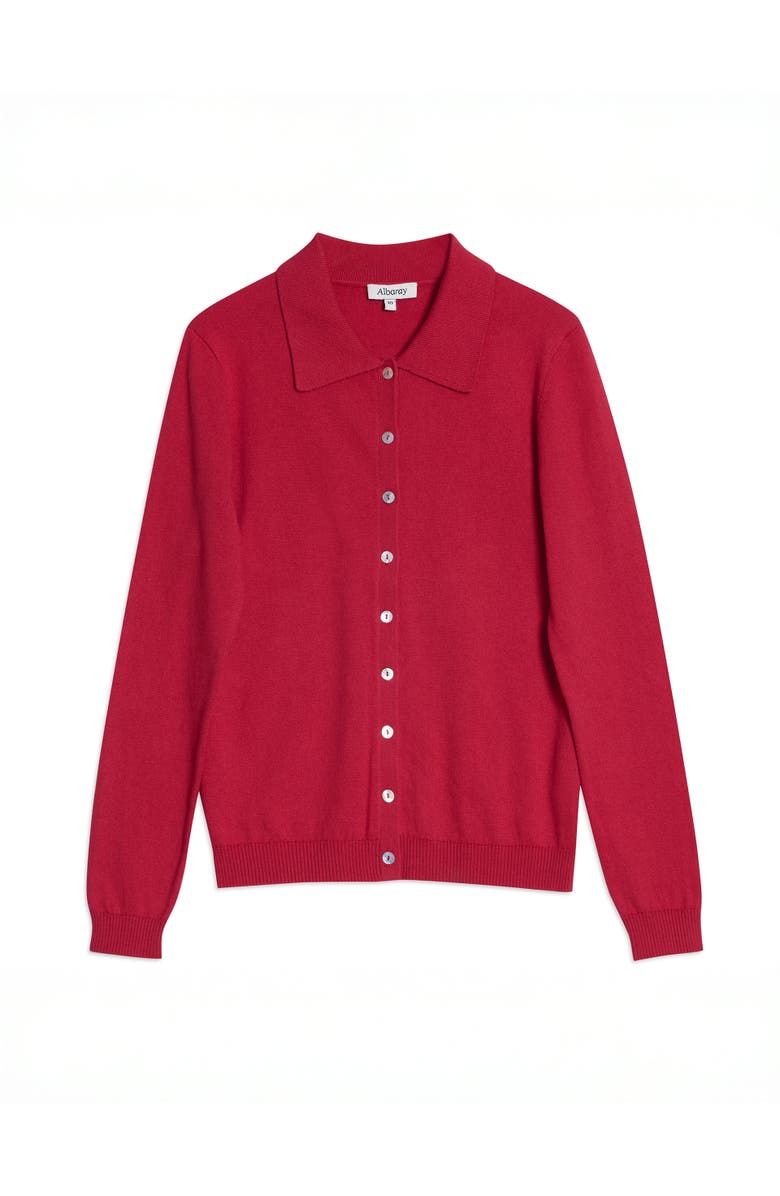 Albaray Button Through Polo Top, Alternate, color, Red