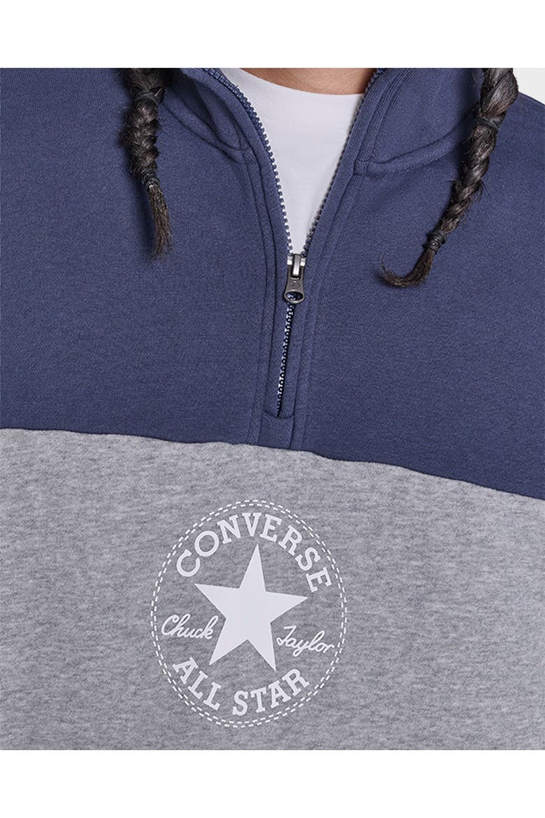 Retro Stripe Relaxed Quarter-Zip Sweatshirt, Alternate, color, CONVERSE BLUE MULTI