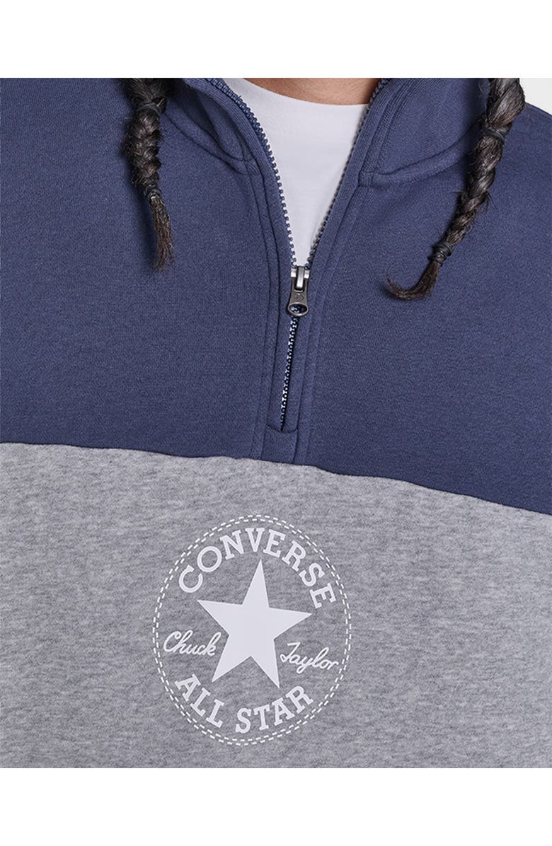 Converse Retro Stripe Relaxed Quarter-Zip Sweatshirt, Alternate, color, Converse Blue Multi