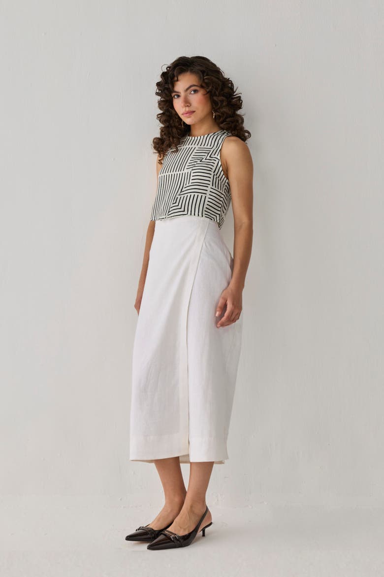 Fitted Overlap Midi Skirt, Alternate, color, Off White