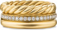 David Yurman DY Mercer® Three Row Ring in 18K Yellow Gold with Diamonds, 8.9mm
