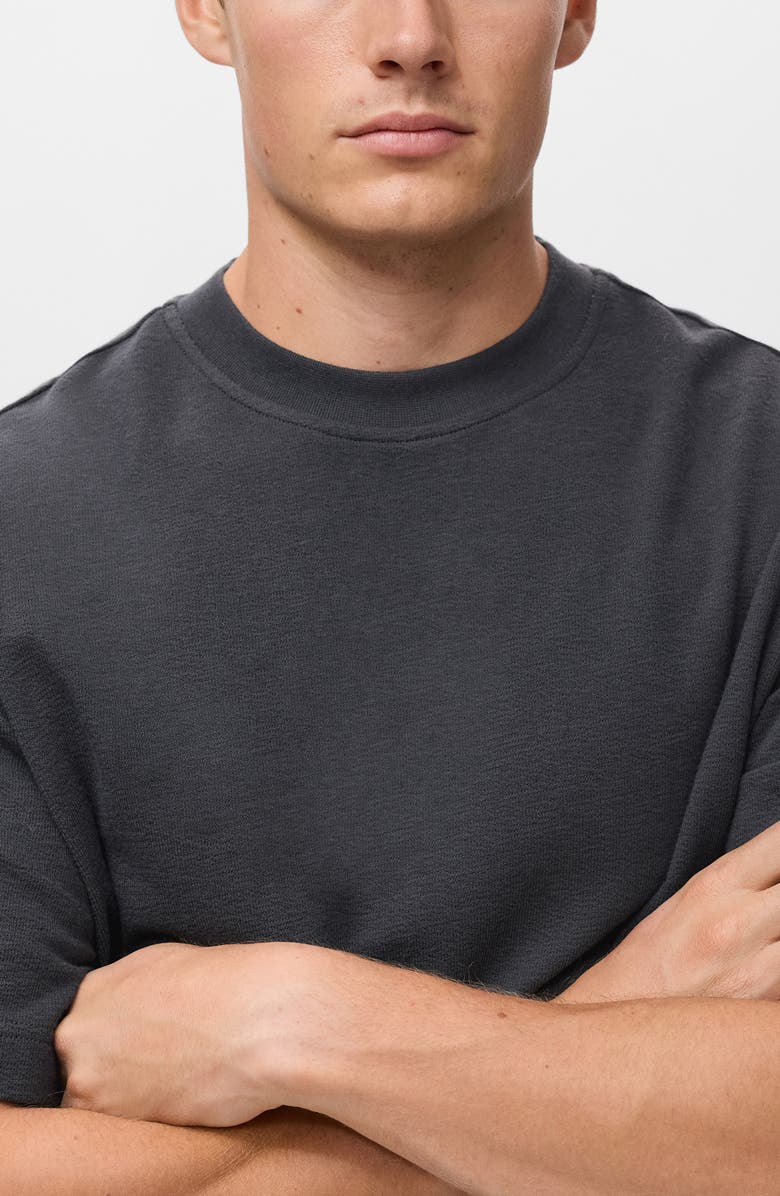 MANGO Cotton Fleece Crewneck Top, Alternate, color, Indigo Blue