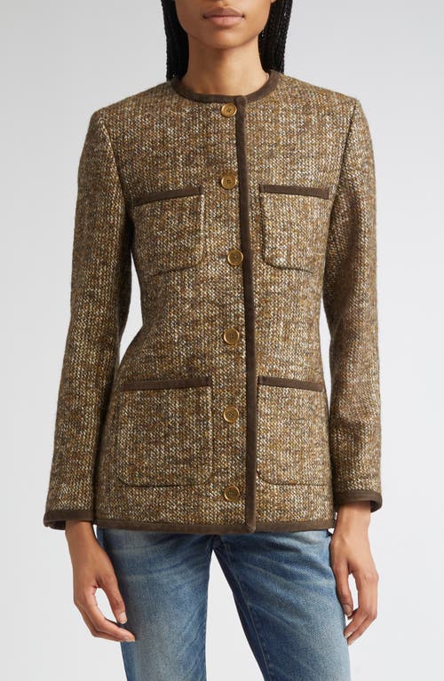 Golden Goose Journey Boxy Tweed Jacket In Brown