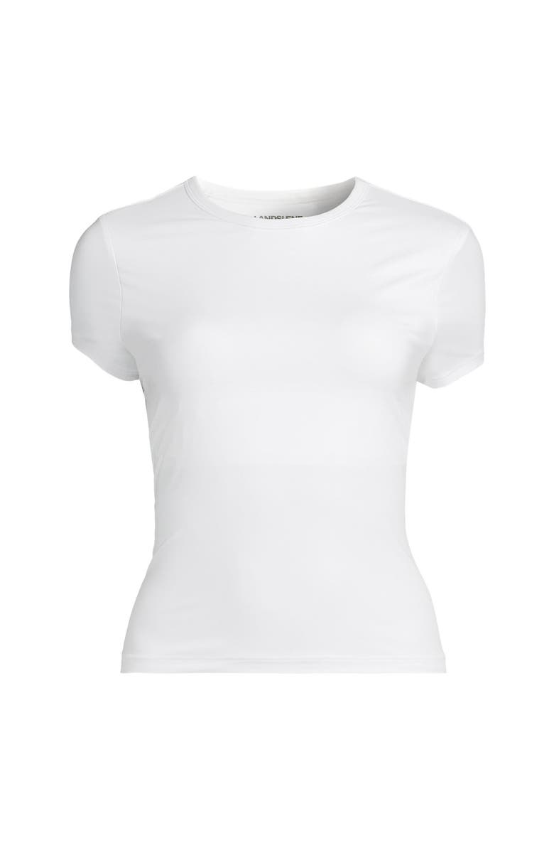 Lands' End Cap Sleeve Fitted with Built in Bra UPF 50 Rash Guard, Alternate, color, White