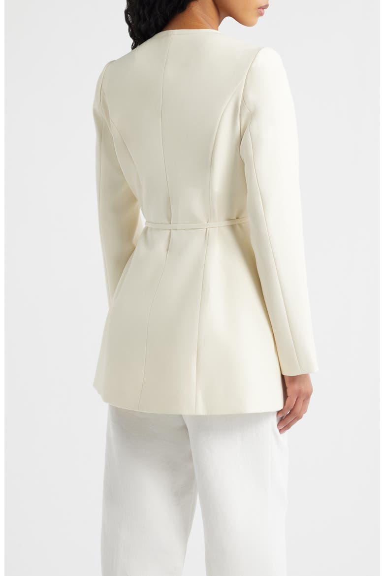 Avril Scallop Trim Tie Waist Blazer, Alternate, color, CREAM