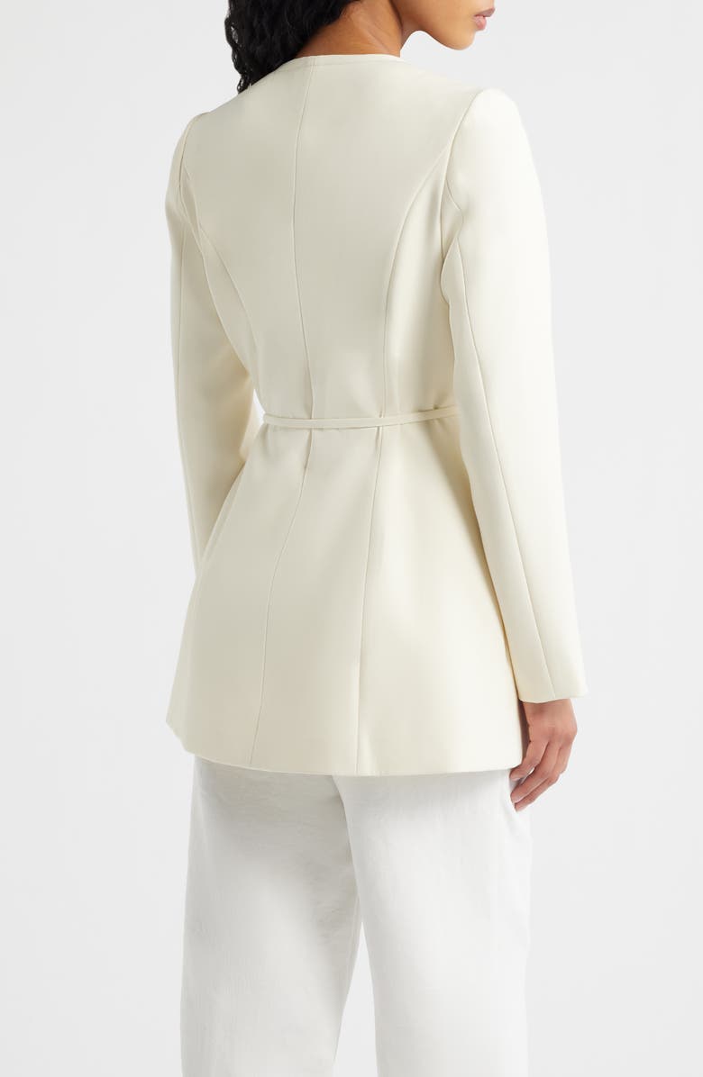 Extro & Vert Avril Scallop Trim Tie Waist Blazer, Alternate, color, Cream