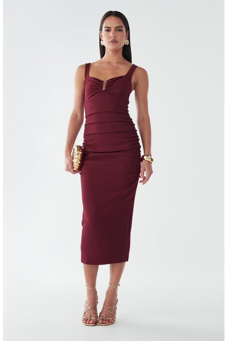 Brookes Midi Dress, Alternate, color, Burgundy
