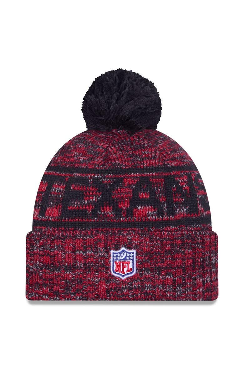 New Era Men's New Era Red Houston Texans 2025 Sideline Cold Weather Cuffed Knit Hat with Pom, Alternate, color, Red