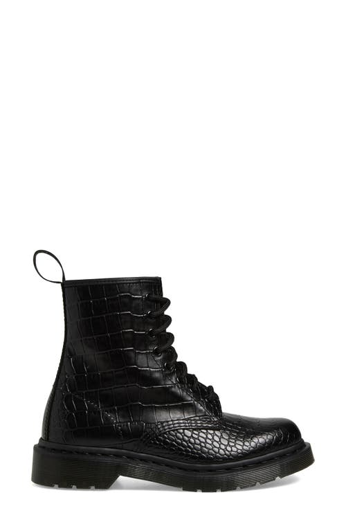 Dr. Martens 1460 Croc Embossed Combat Boot In Black