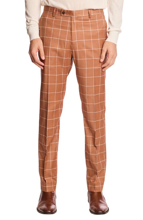 Downing Slim Fit Flat Front Windowpane Dress Pants