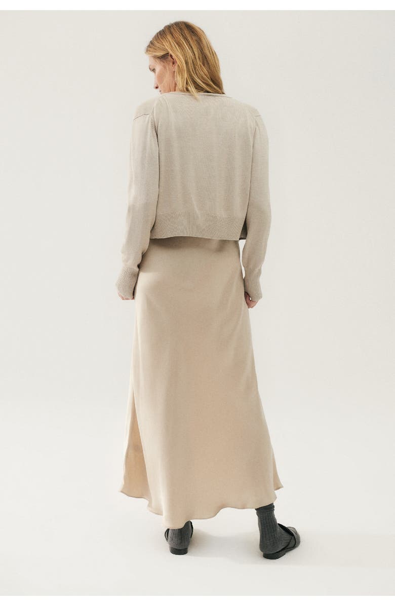 SILK LAUNDRY CROPPED CARDIGAN HAZELNUT, Alternate, color, Hazelnut