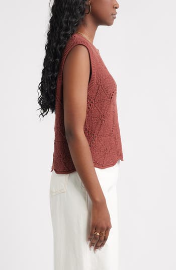 Bouclé Pointelle Sweater Vest