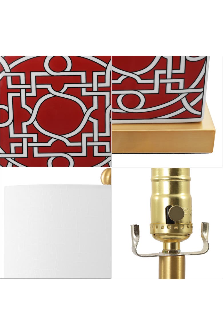 Catherine Modern Transitional Ceramic/Metal Square Ginger Jar LED Table Lamp, Alternate, color, Red/White