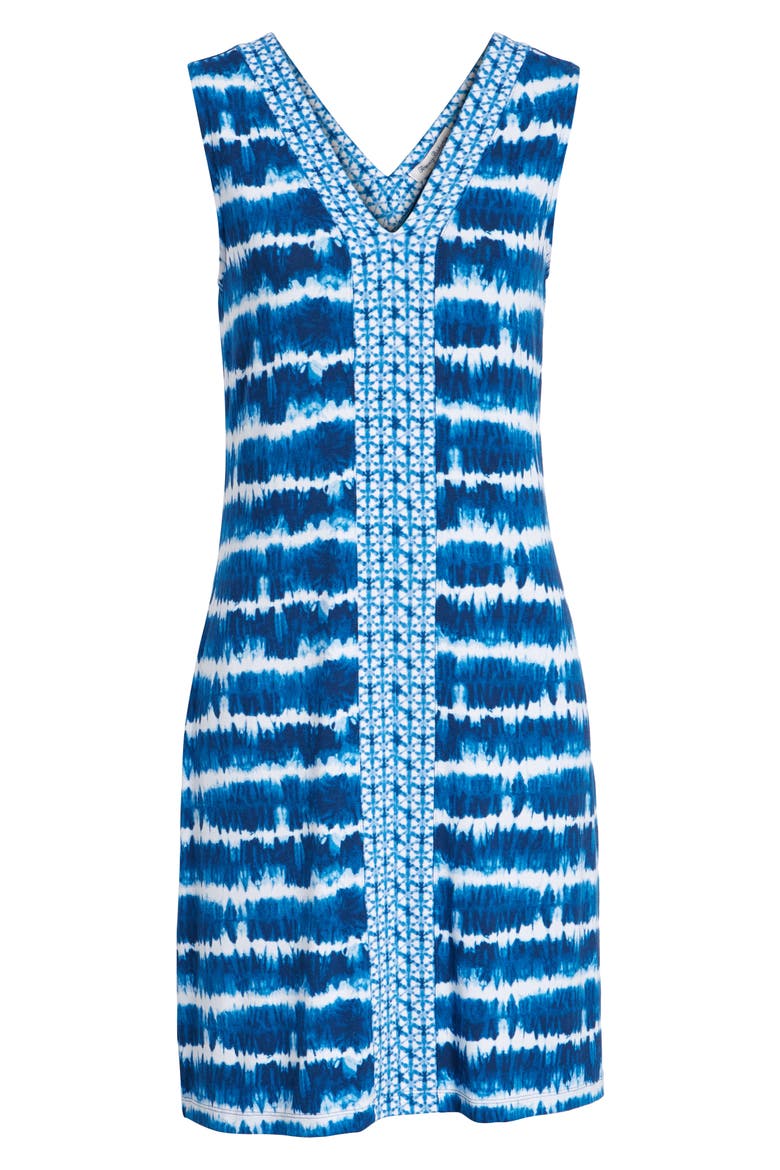 Oliana Stripe Dress, Alternate, color, ISLAND NAVY