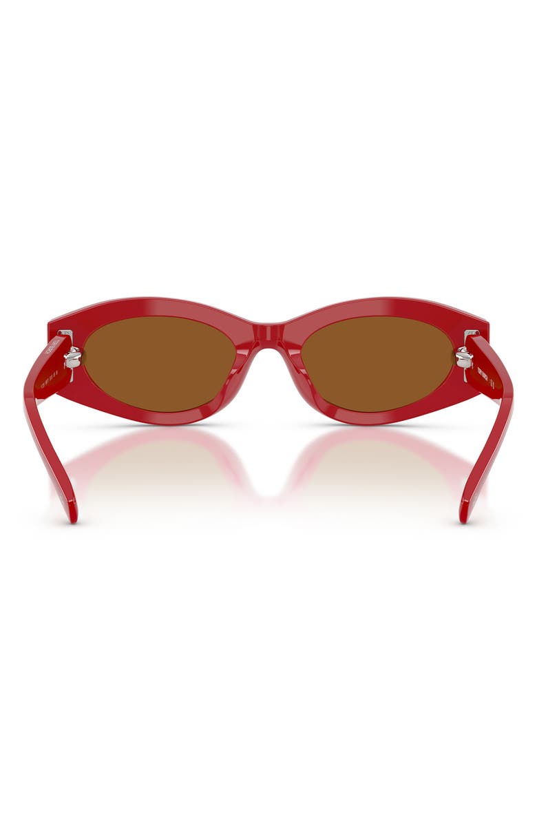 Tory Burch 52mm Oval Sunglasses, Alternate, color, Red / Dark Brown