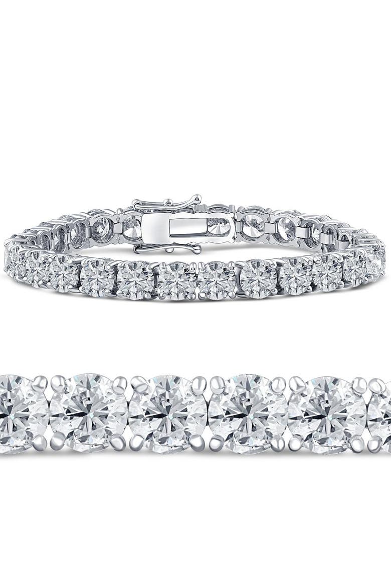 26.94Ct TW Round Diamond 7" Tennis Bracelet 14k Gold Lab Grown, Main, color, 14k White Gold