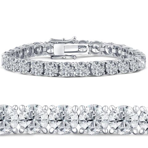 26.94Ct TW Round Diamond 7" Tennis Bracelet 14k Gold Lab Grown