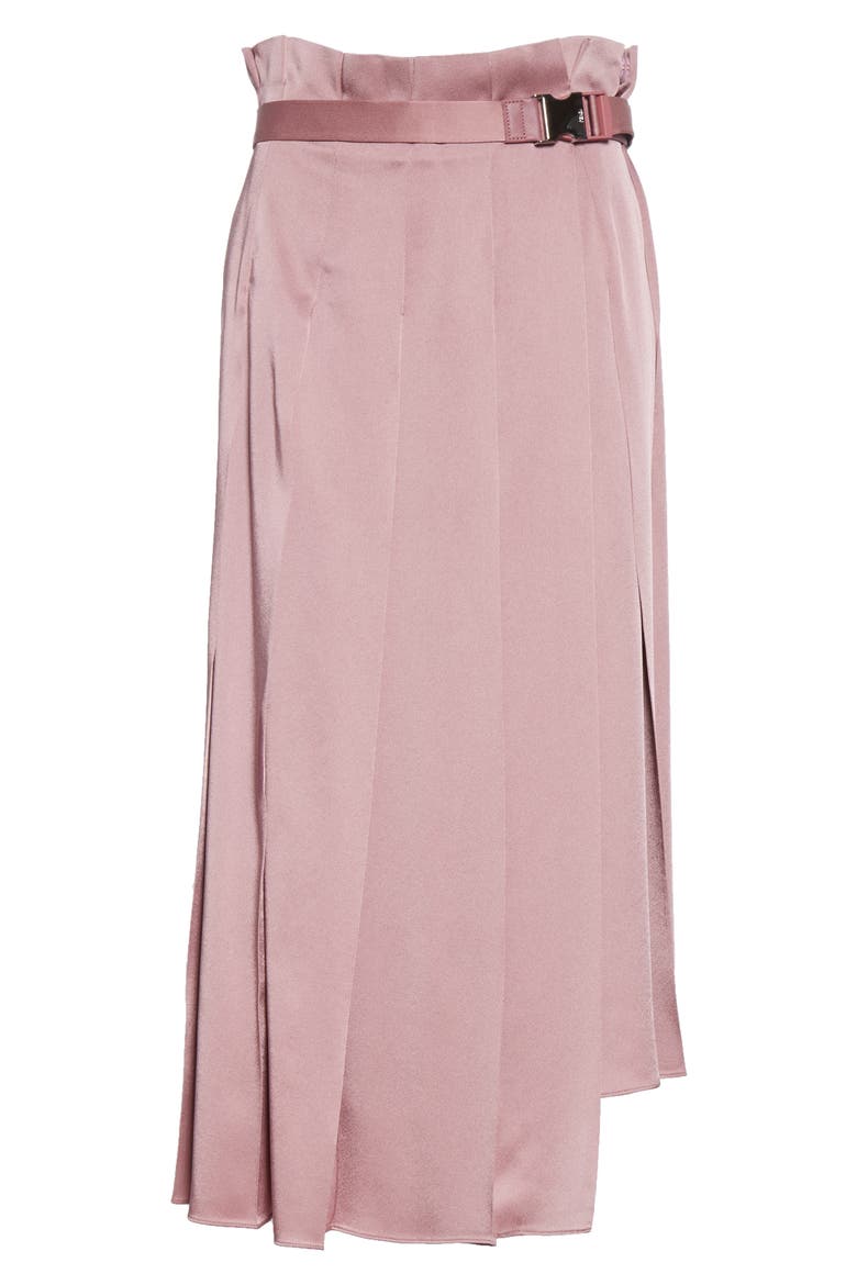Pleated Satin Skirt, Alternate, color, ARUBA PINK