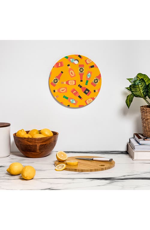 Deny Designs Hot Sauce Bottles Cutting Board In Yellow