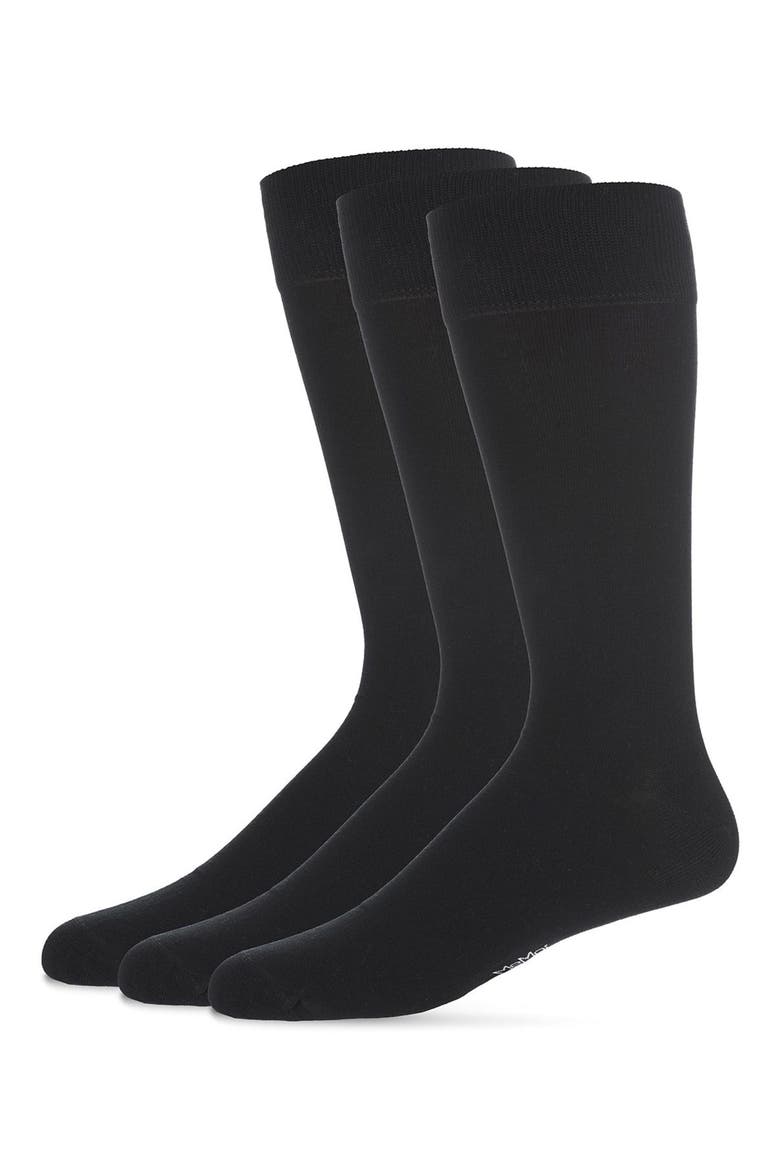 3-Pack Flat Knit Dress Socks, Alternate, color, BLACK