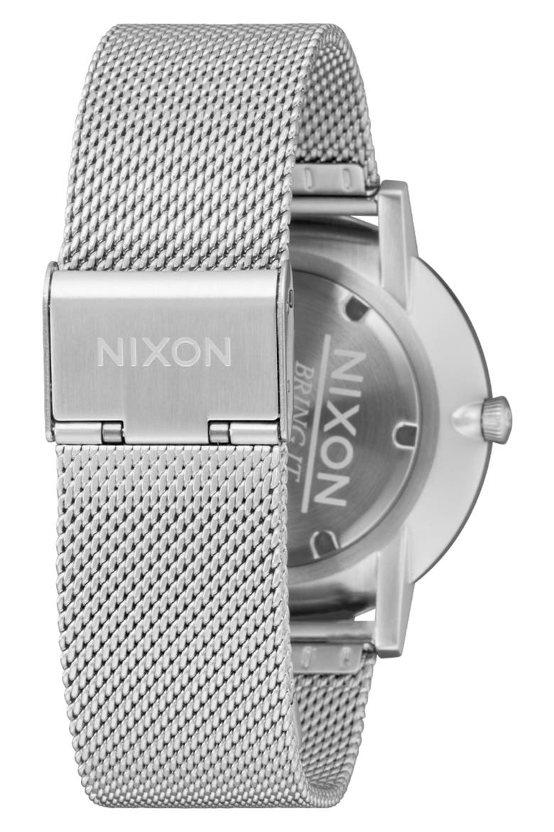 Porter Milanese Mesh Strap Watch, Alternate, color, SILVER / PURPLE SUNRAY