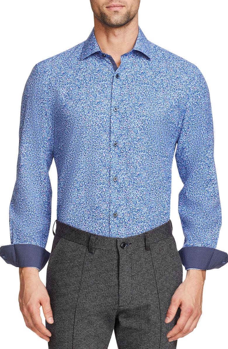 W.R.K Slim Fit Floral Print Performance Dress Shirt, Main, color, 