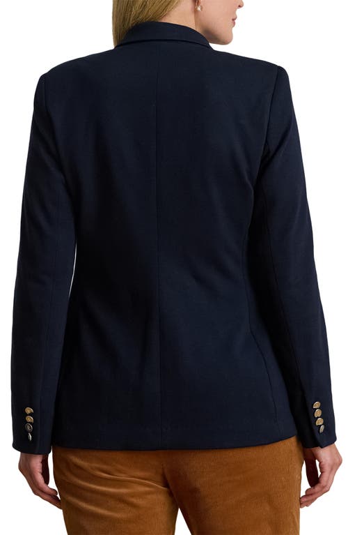 Ralph Lauren Petite Buckle-trim Herringbone Jacquard Blazer In Black