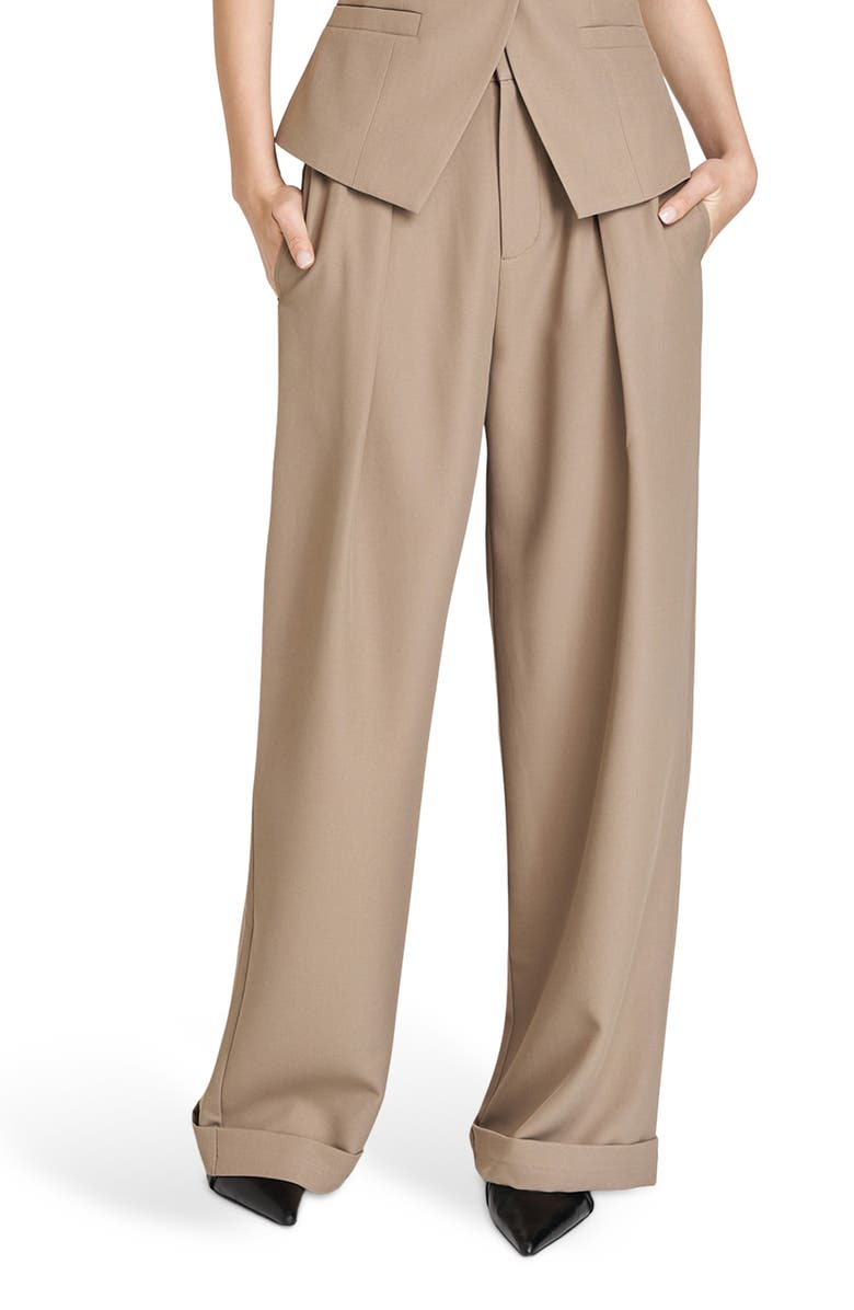 WAYF Maddox Pleated Cuff Trousers, Main, color, Taupe