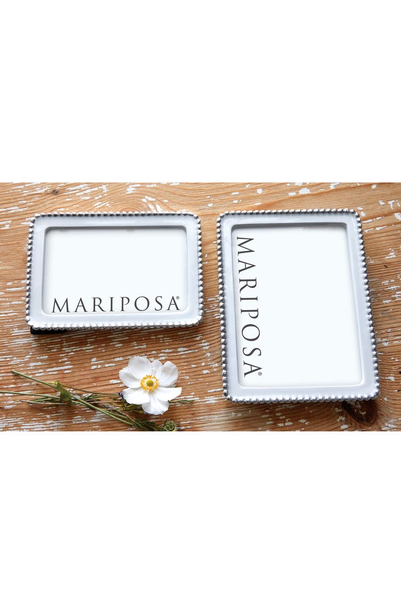 Mariposa Beaded Sand Cast Aluminum Picture Frame, Alternate, color, White