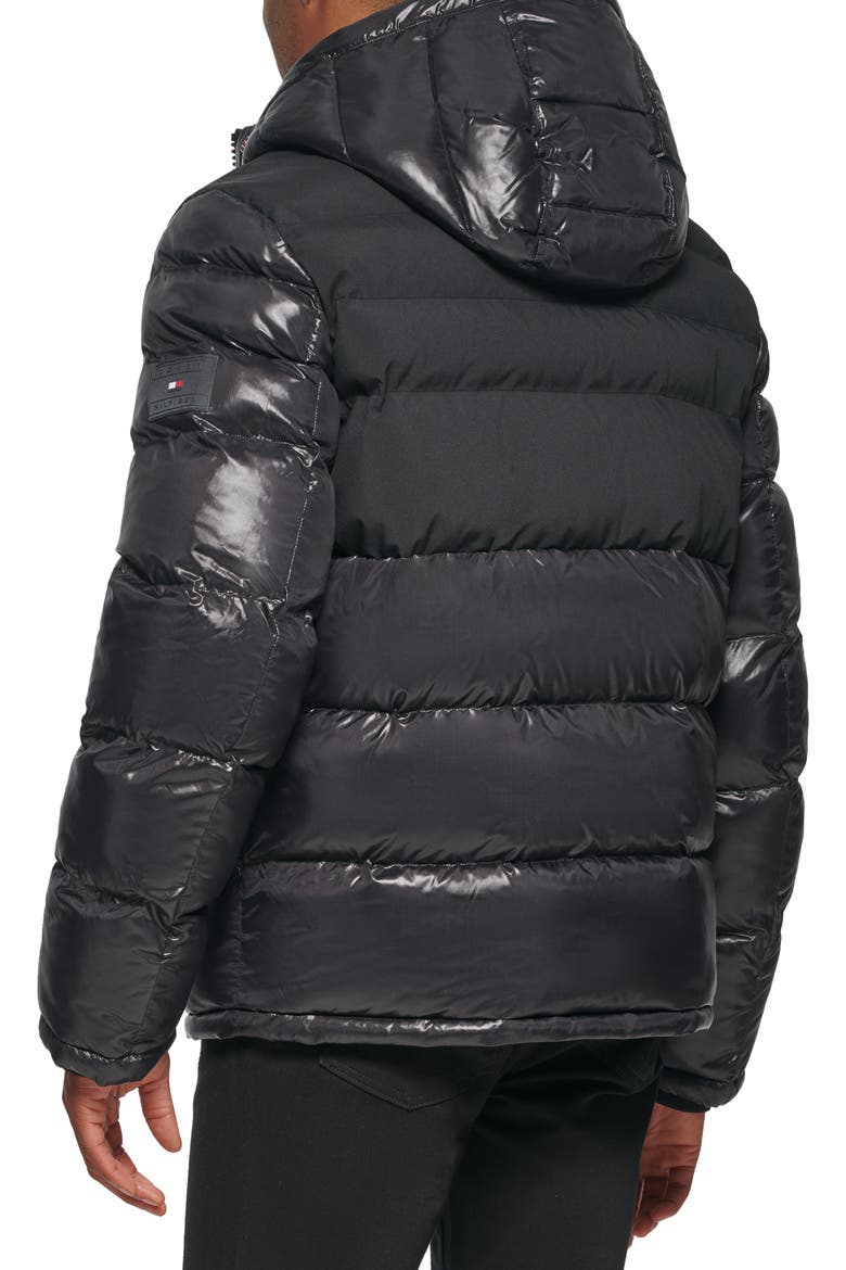 Matte & Shine Puffer Jacket, Alternate, color, BLACK
