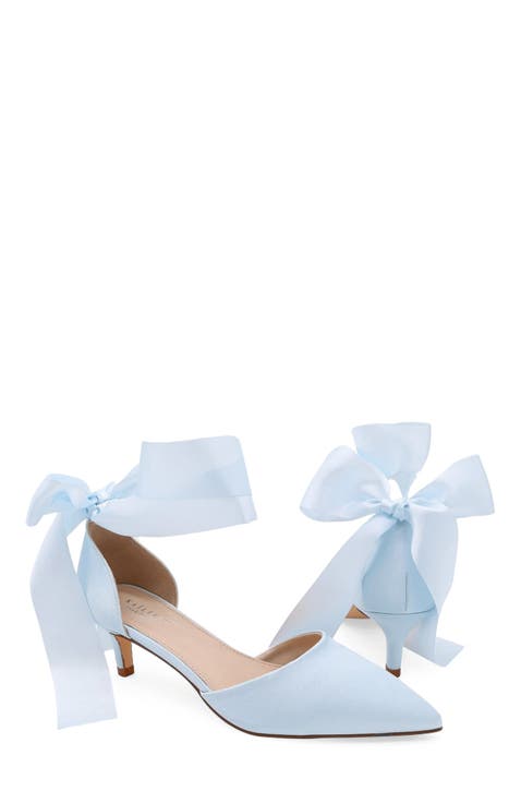Farah Satin Pointed Toe Kitten Heel with Satin Wrapped Tie