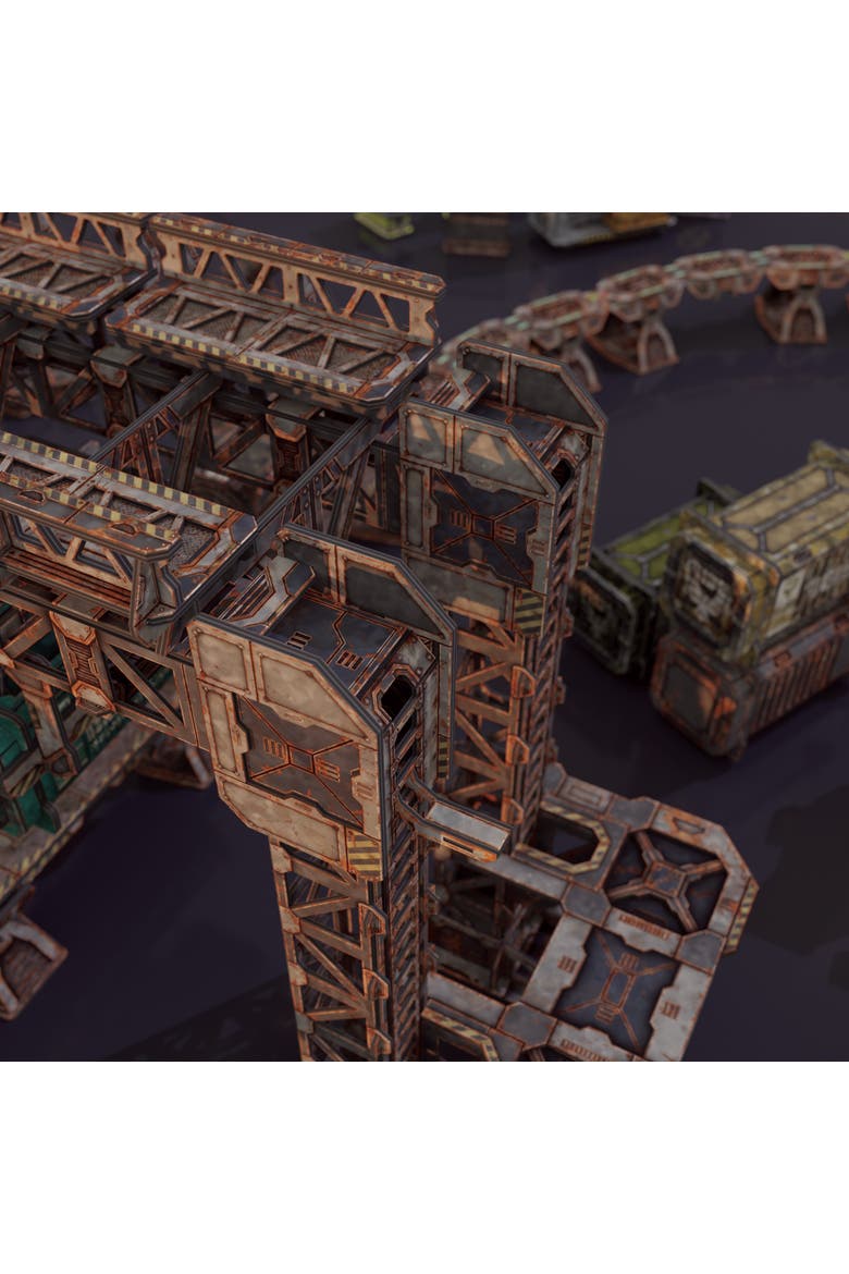 Scifi Terrain Maglev Depot V2 Abandoned Theme, Alternate, color, Multicolored