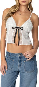 EDIKTED Ruffle Babydoll Crop Top