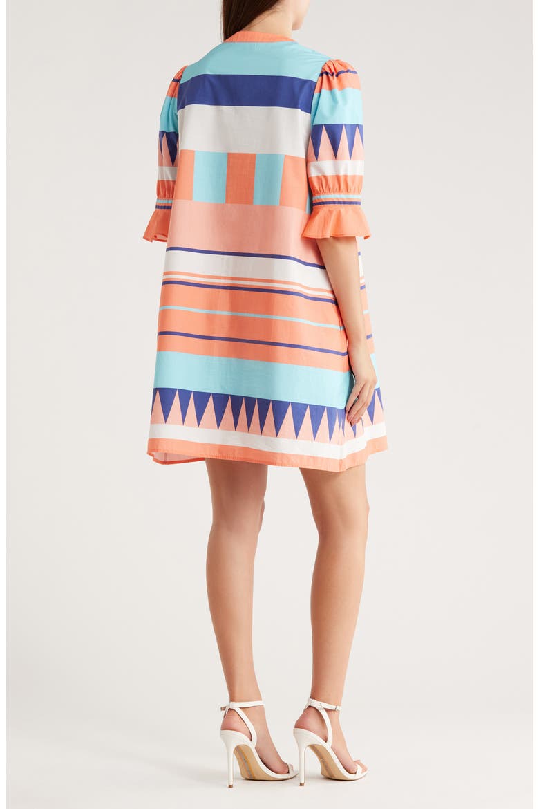 Cotton Print Minidress, Alternate, color, ORANGE MULTI