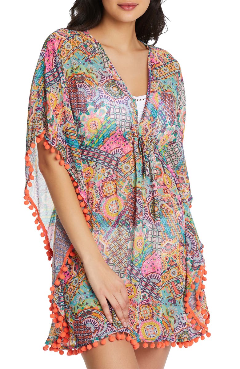 BLEU by Rod Beattie Mixed Print Chiffon Caftan, Main, color,