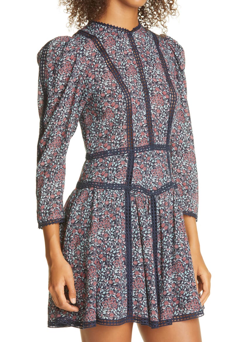 Lilou Floral Cotton Dress, Alternate, color, MIDNIGHT NAVY COMBO