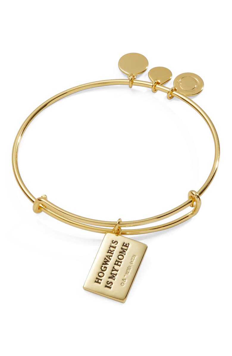 Alex and Ani Harry Potter<sup>™</sup> Acceptance Letter Charm Bangle Bracelet, Alternate, color, Gold