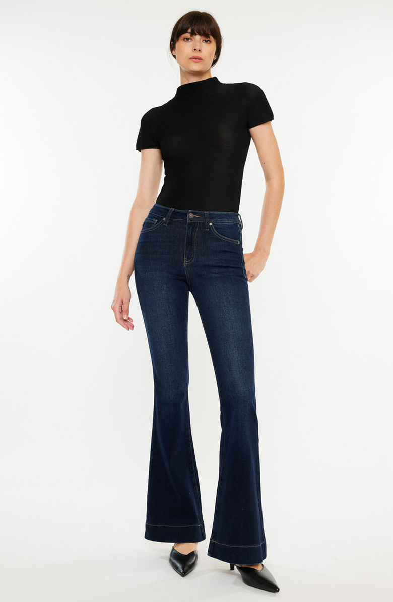 KanCan Roxanne High Rise Flare Jeans, Main, color, Dark Wash