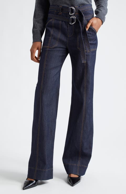 Double Belted Waist Bootcut Jeans