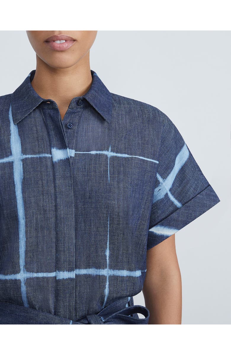 Lafayette 148 New York Shibori Cotton Denim Shirtdress, Alternate, color, 