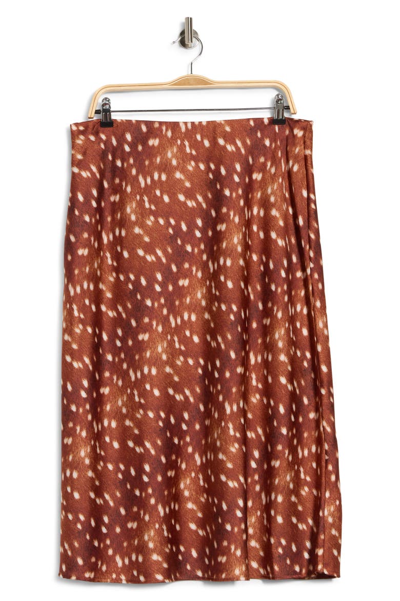Bambi Satin Midi Skirt, Main, color, BROWN/ RUST